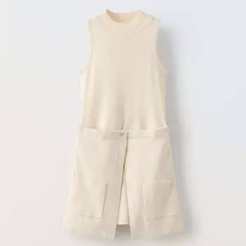Платье Zara With Overlay, экрю