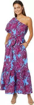 Платье Zelalynn One Shoulder Cotton Lilly Pulitzer, цвет Abaco Blue Feel Like A Shellebrity