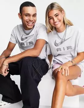 Платиново-серая оверсайз-футболка бойфренда Nike Air унисекс с логотипом