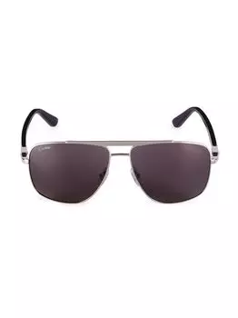 Платиновые солнцезащитные очки C Dcor Signature 58MM Navigator Cartier, серебряный