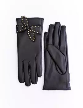 Платок Staple Detailed Faux Leather Gloves Black Kayra