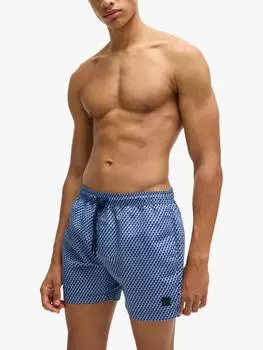 Плавательные шорты с рисунком с логотипом hugo HUGO BOSS, синий/разноцветный