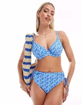 Плавки бикини Peek & Beau Fuller Bust с синим цветочным принтом