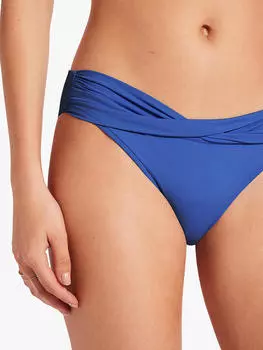 Плавки бикини в стиле хипстер с простой закрученной полосой Seafolly, лазурный
