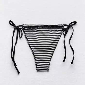 Плавки-бикини Zara Striped, черный/белый