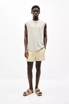 Плавки полосатые из ткани сирсакер Pull And Bear, желтый