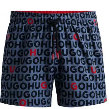 Плавки-шорты Hugo Men's Tortuga All Over Logo, цвет Acai Blue Hugo Boss