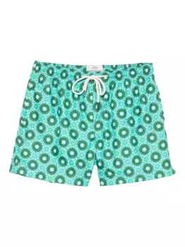 Плавки-шорты с цветочным принтом PENINSULA SWIMWEAR, зеленый