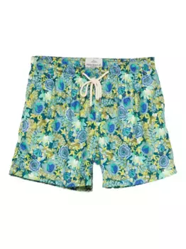 Плавки-шорты с цветочным принтом PENINSULA SWIMWEAR, зеленый
