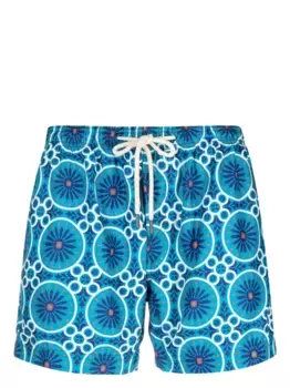 Плавки-шорты с геометричным принтом PENINSULA SWIMWEAR, синий