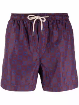 Плавки-шорты с геометричным узором PENINSULA SWIMWEAR, красный