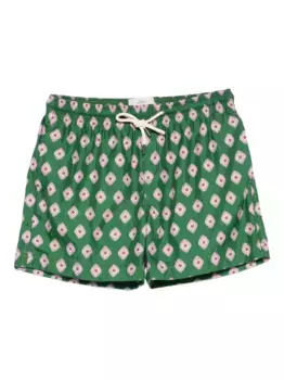 Плавки-шорты с геометричным узором PENINSULA SWIMWEAR, зеленый