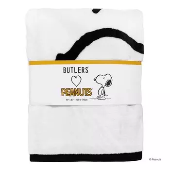 Плед BUTLERS PEANUTS Snoopy, 170 см, черно-белый