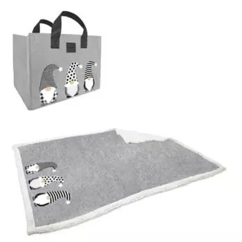 Плед Daunex Soft Fleece Three Gnomes 130160 с фетровой сумкой, серый