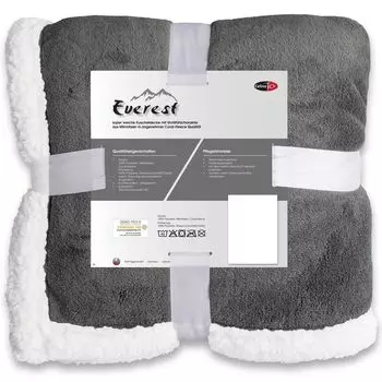 Плед Everest XXL 200х220 серый полиэстер коралловый флис 220г/м CelinaTex