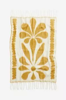 Плед H&M Home Floral, темно-желтый