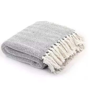 Плед хлопковый 125х150 см бордово-красный DKD HOME DECOR, бежевый