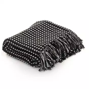 Плед хлопковый в клетку 160х210 см черный DKD HOME DECOR
