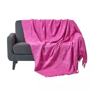 Плед HOMESCAPES Nirvana, 100% хлопок, розовый, 225 x 255 см