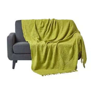 Плед HOMESCAPES Nirvana, 100% хлопок, зеленый, 225 x 255 см