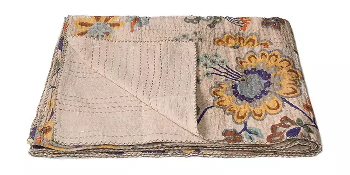 Плед Kantha HomeRoots, бежевый