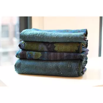 Плед Melange Home OverDeded Kantha, синий