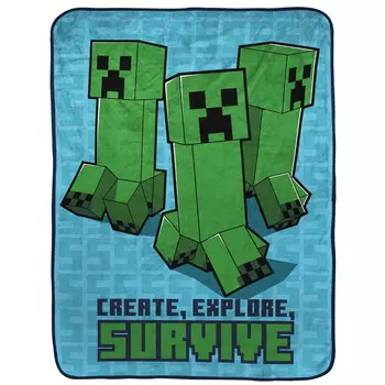 Плед Minecraft Kids Silk Touch, 46 x 60, микрофибра, синий, Mojang, цвет Blue