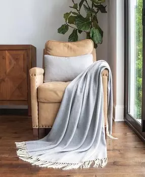 Плед с бахромой «елочка», 60 x 50 дюймов ienjoy Home, синий