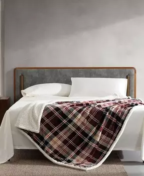 Плед Trailhead Plaid, ультрамягкий плюшевый флис, 50 x 60 дюймов Eddie Bauer, красный