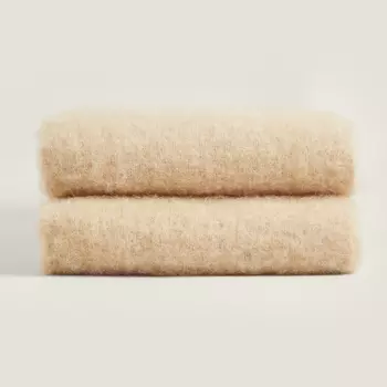 Плед Zara Home Carded Wool, бежевый