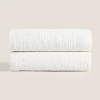 Плед Zara Home Cotton Muslin, белый
