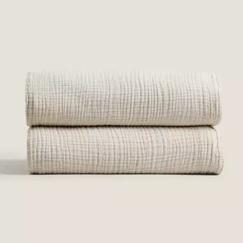 Плед Zara Home Cotton Muslin, серый