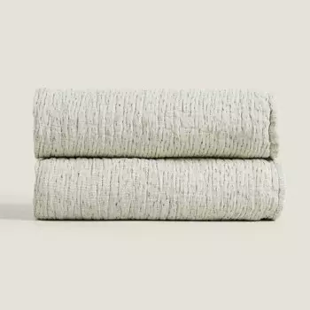Плед Zara Home Jacquard, серо-зеленый