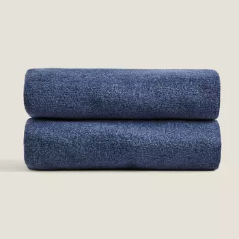 Плед Zara Home Plain Fringed, синий/черный
