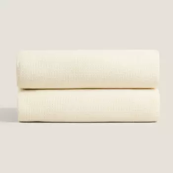 Плед Zara Home Waffle-knit, кремовый