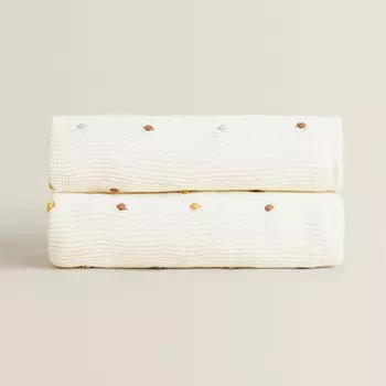Плед Zara Multicoloured Chunky Knit, белый