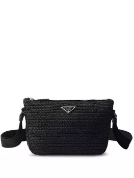 Плетеная сумка через плечо Prada, черный
