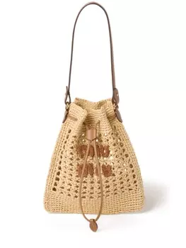 Плетеная сумка-тоут Miu Miu, бежевый