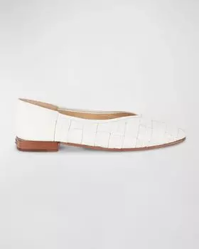 Плетеные кожаные балетки Claire Frye, цвет White