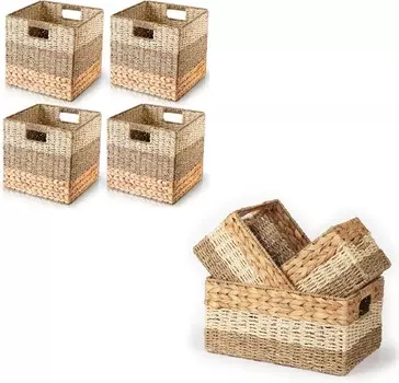 Плетеные кубики для хранения 13x13 + плетеные корзины для хранения Chi An Home