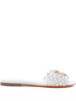 Плетеные шлепанцы Santoni, белый