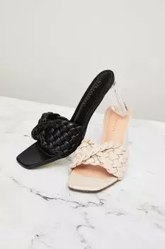 Плетеные туфли на каблуке из искусственной кожи с люцитом Forever 21, черный