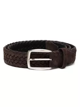 Плетеный ремень Nubuck Brioni, коричневый
