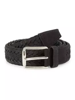 Плетеный замшевый ремень с пряжкой Frame Tod'S, цвет Charcoal