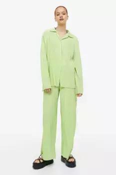 Плиссированная рубашка из джерси H&M, зеленый