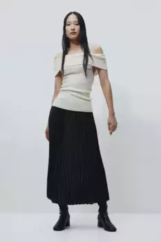 Плиссированная юбка миди H&M, черный