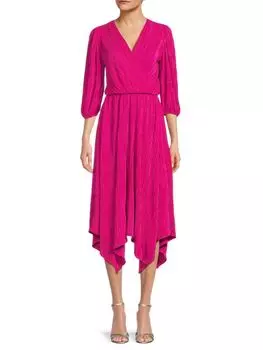 Плиссированное асимметричное платье миди Renee C., цвет Dark Fuchsia