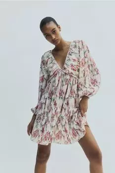Плиссированное платье H&M, розовый