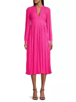 Плиссированное платье-миди со складками Michael Kors, цвет Cerise
