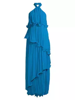 Плиссированное платье с лямкой-бретелькой Georgette One33 Social, синий